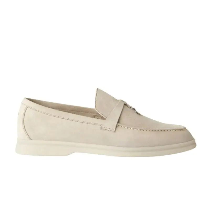 Loro piana Beige Suede Summer Walk Slip on Loafers  (42)