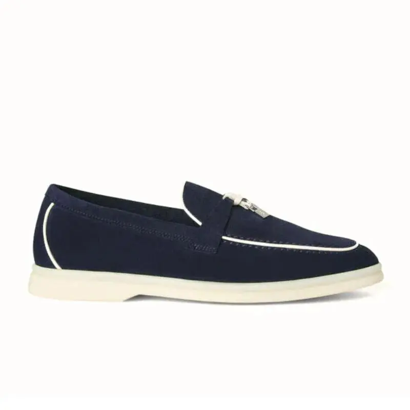 Loro piana Summer Charms Walk Loafer Suede Navy Blue 