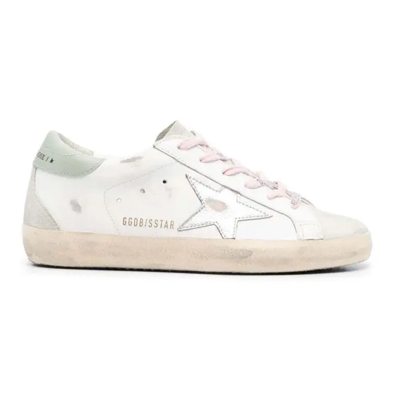 Golden Goose Super-Star Leather Sneakers – White Silver Aqua  (37)