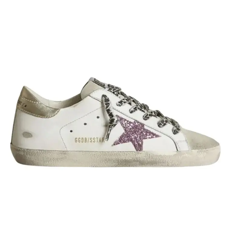 Golden Goose Super- (Pink) Star with/ Glitter & Gold Heel Tab (37)