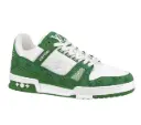Louis Vuitton Trainer Green Monogram Denim White 