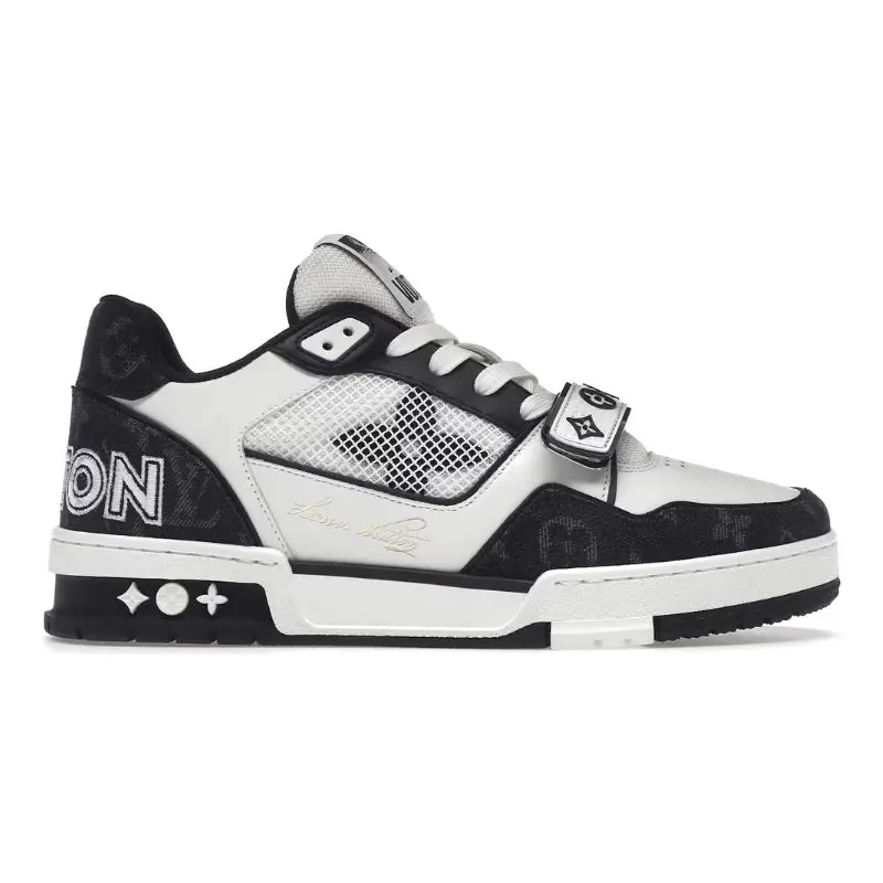 Louis Vuitton LV Trainer – Velcro Strap Monogram Denim Black White  (42)