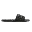 MIU MIU Raffia-effect woven fabric slides black 