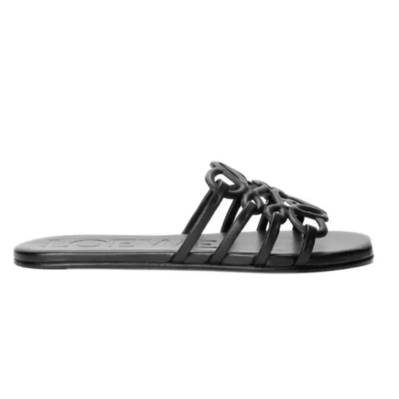LOEWE Petal Anagram slide in soft calfskin black  (42)