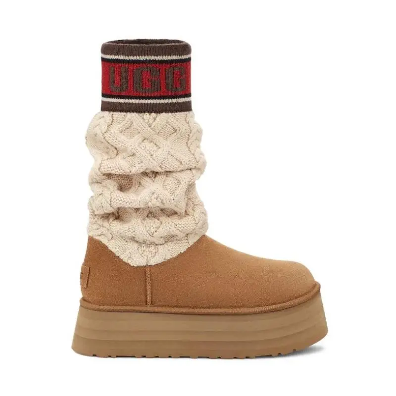 UGG Classic Sweater Letter Boot – Chestnut (36)